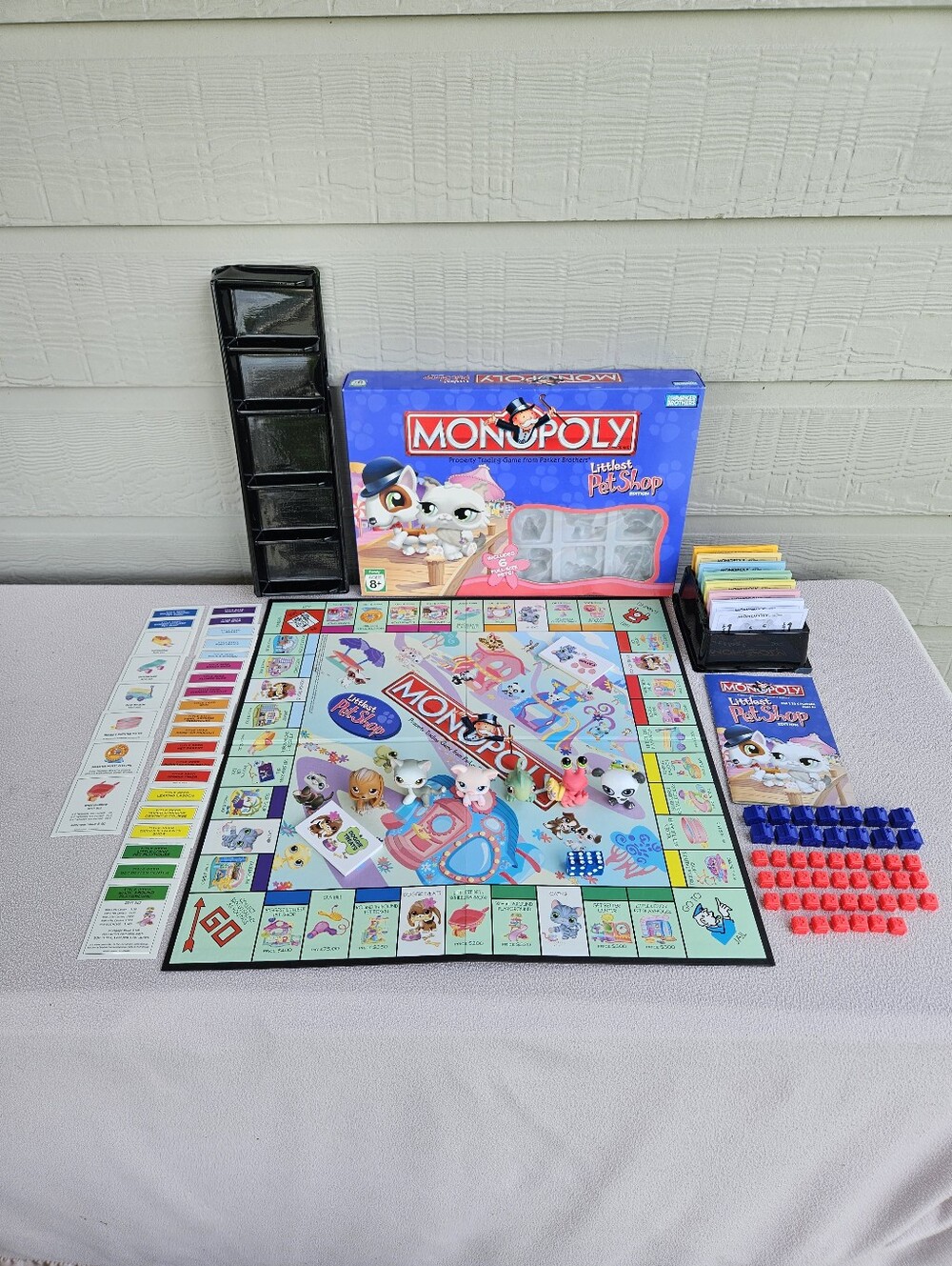 Monopoly Littlest Pet Shop LPS 2007 Board Game With 6 Pets 100% COMPLETE Cat Dog